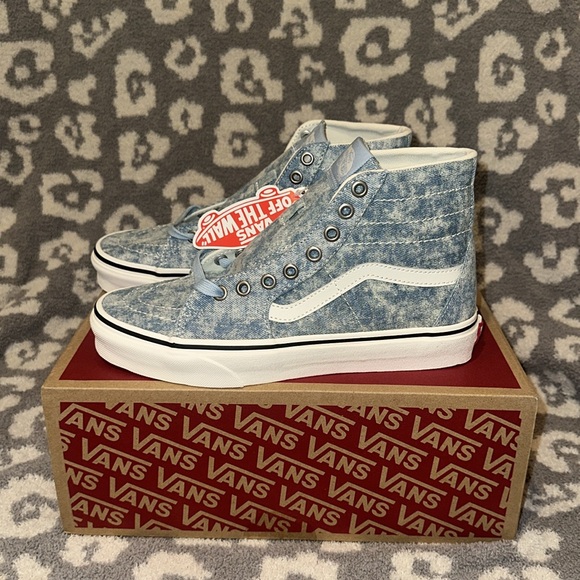New 🆕 Vans SK8-Hi Tapered Canvas (Denim Destroy Winter Sky Blue Marshmallow) - Picture 5 of 17